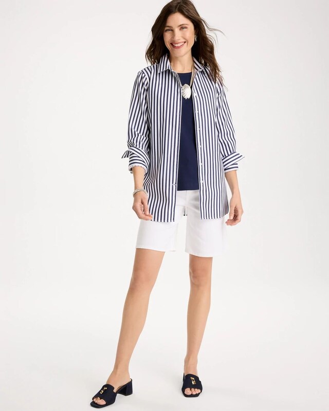 No Iron Stretch Striped Shirt - image 2